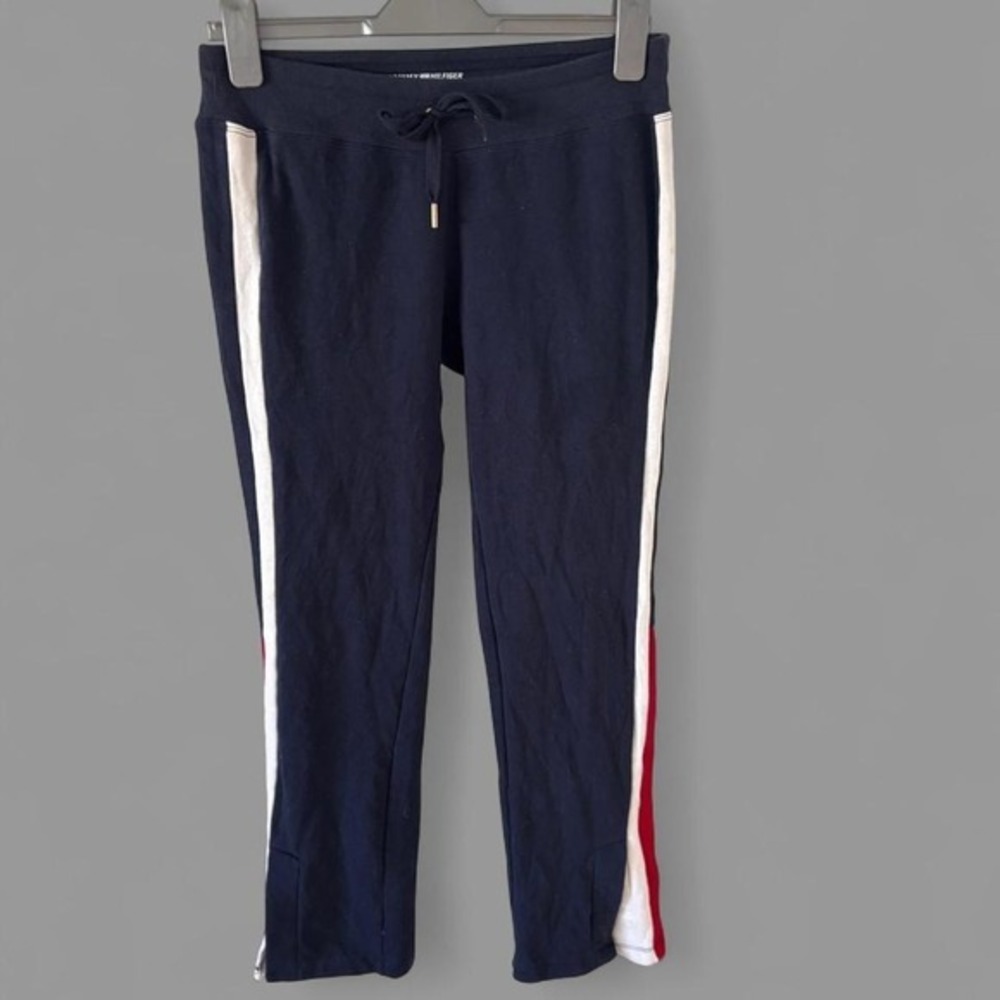 Tommy Hilfiger Sport- Navy blue, red and white‎ striped cotton sweatpants